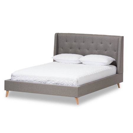 Adelaide Light Grey Upholstered Queen Size Platform Bed